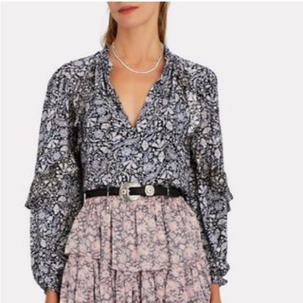 Intermix Maura Ruffled Floral Paisley Blouse Size S